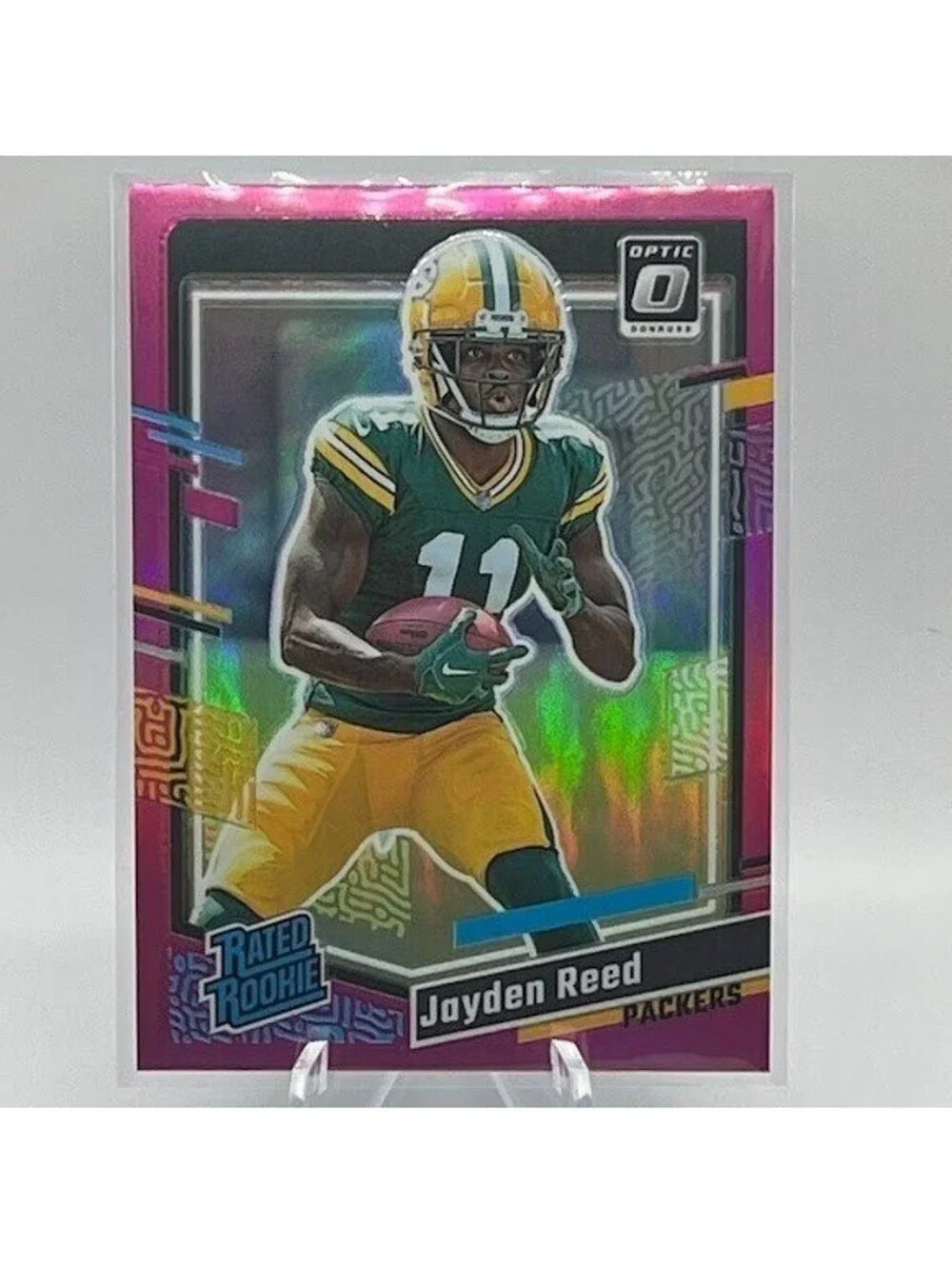 Jayden Reed Rated Rookie Pink Prizm 2023 Donruss Optic #334 Green Bay Packers